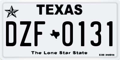 TX license plate DZF0131