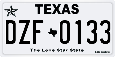 TX license plate DZF0133