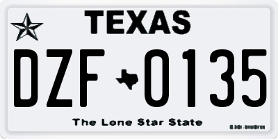 TX license plate DZF0135