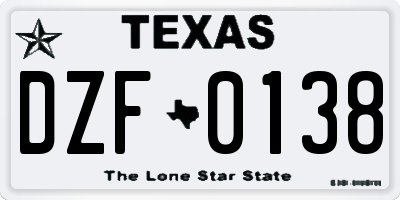 TX license plate DZF0138