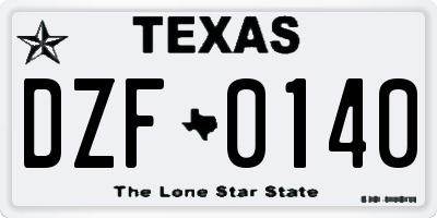 TX license plate DZF0140