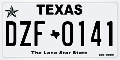 TX license plate DZF0141