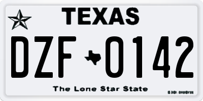 TX license plate DZF0142