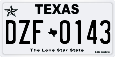 TX license plate DZF0143
