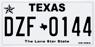 TX license plate DZF0144