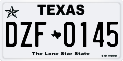 TX license plate DZF0145