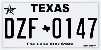 TX license plate DZF0147