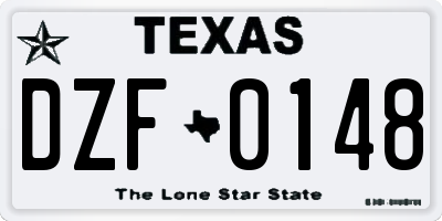 TX license plate DZF0148