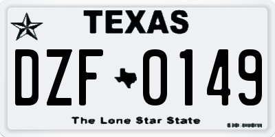 TX license plate DZF0149