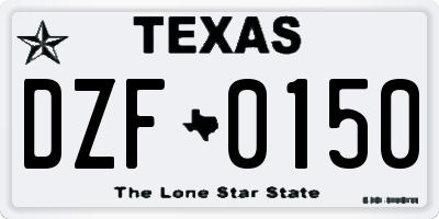 TX license plate DZF0150