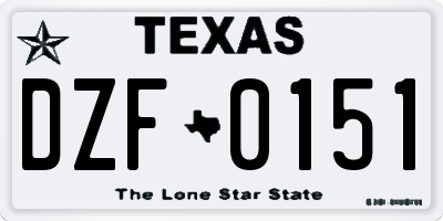 TX license plate DZF0151