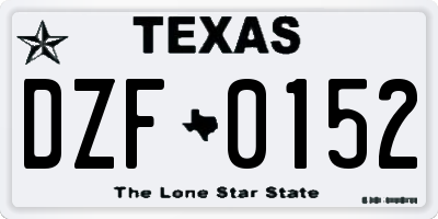 TX license plate DZF0152