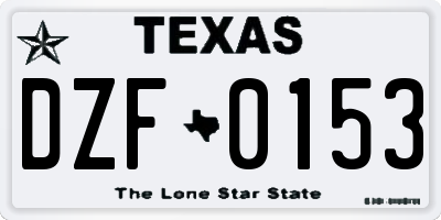 TX license plate DZF0153
