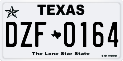 TX license plate DZF0164