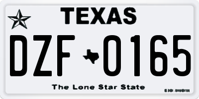 TX license plate DZF0165