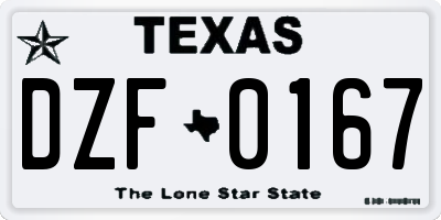 TX license plate DZF0167