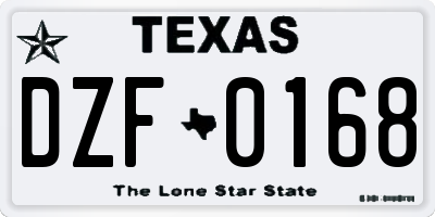 TX license plate DZF0168