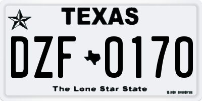 TX license plate DZF0170
