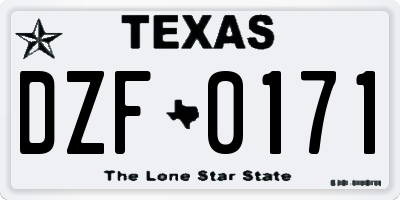TX license plate DZF0171