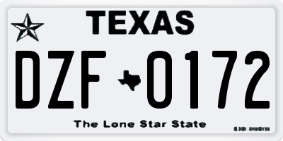 TX license plate DZF0172