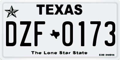 TX license plate DZF0173