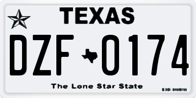TX license plate DZF0174
