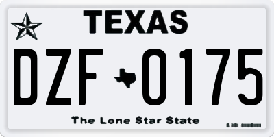 TX license plate DZF0175