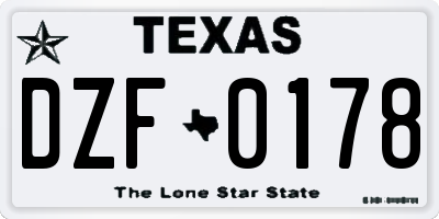 TX license plate DZF0178