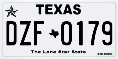 TX license plate DZF0179