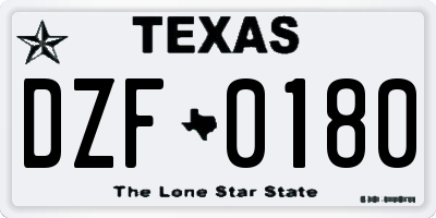 TX license plate DZF0180