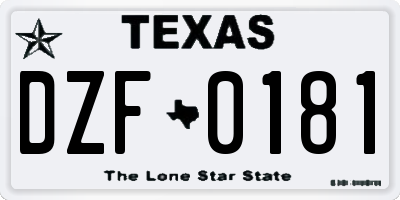 TX license plate DZF0181