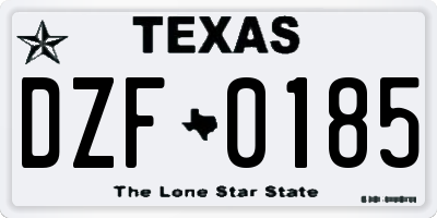TX license plate DZF0185