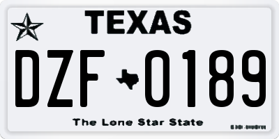 TX license plate DZF0189