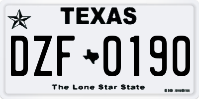 TX license plate DZF0190