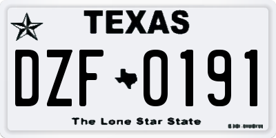 TX license plate DZF0191