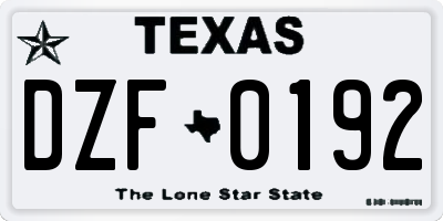 TX license plate DZF0192
