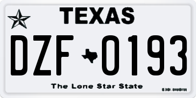 TX license plate DZF0193