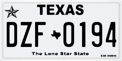 TX license plate DZF0194
