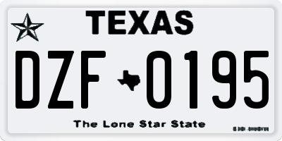 TX license plate DZF0195
