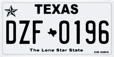 TX license plate DZF0196