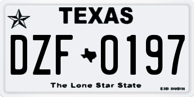 TX license plate DZF0197