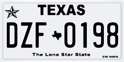 TX license plate DZF0198
