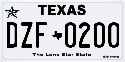 TX license plate DZF0200