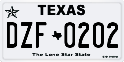 TX license plate DZF0202