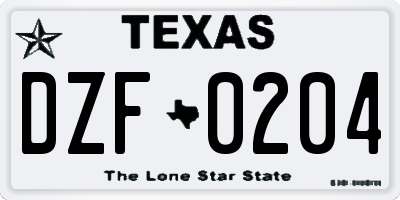 TX license plate DZF0204