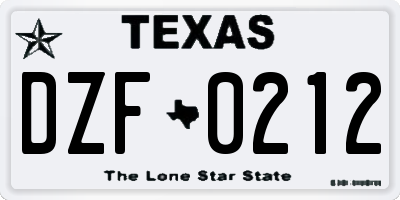 TX license plate DZF0212