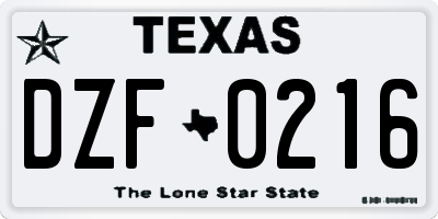 TX license plate DZF0216