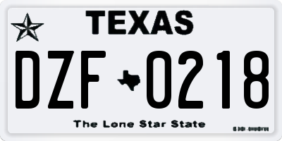 TX license plate DZF0218