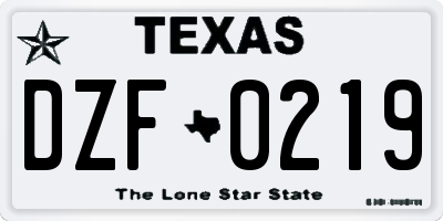TX license plate DZF0219
