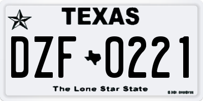 TX license plate DZF0221